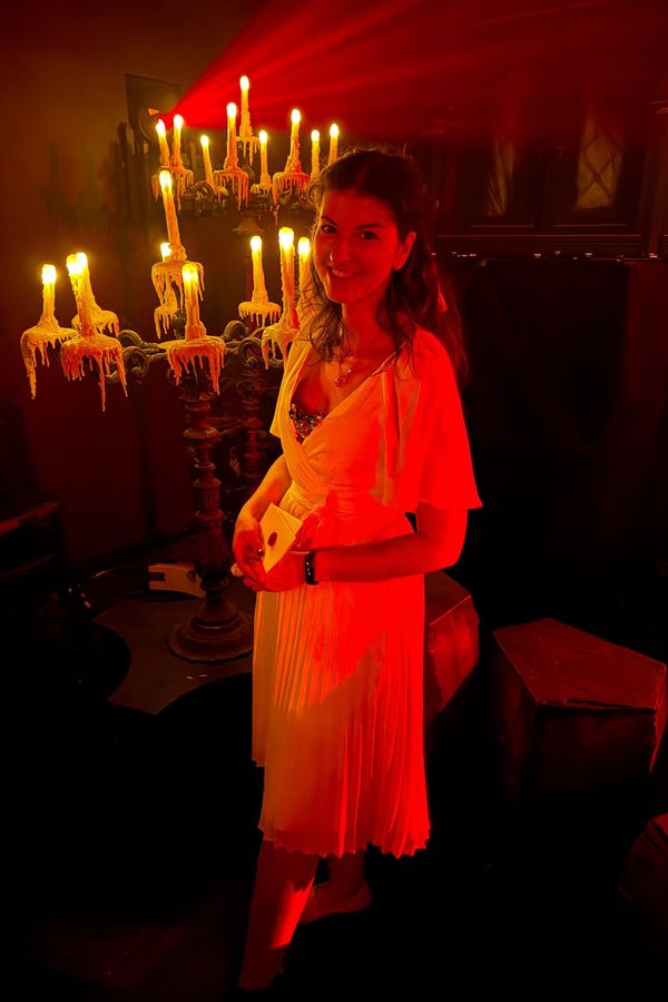Andrea in a Hannibal Phantombounding look by candlelight